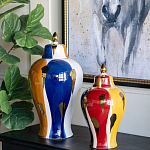 Ваза с крышкой и мазками синего и золого цвета на белом фоне Chinoiserie Ceramics варинант исполнения - 5 | Loft Concept в Костроме