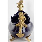 Чаша темно-синяя фарфоровая с бронзовыми ручками в виде ангелов Eden Garden варинант исполнения - 2 | Loft Concept в Костроме