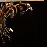 Люстра подвесная круглая с тканевым полупрозрачным абажуром и подвесками 6 ламп Gilded Elegance варинант исполнения - 7 | Loft Concept в Костроме