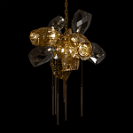 Люстра подвесная со стеклянными плафонами из дымчатого и золотистого с шестью вертикальными подвесками Gilded Mirage  варинант исполнения - 8 | Loft Concept в Костроме