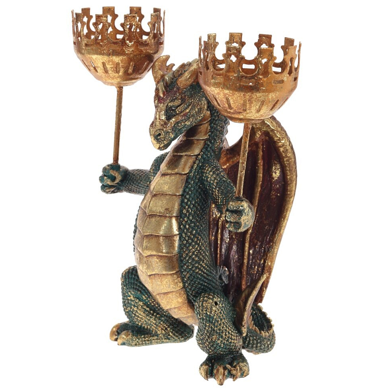 Подсвечник в виде дракона Dragon Candlestick Green Gold Золотой Зеленый Коричневый Подсвечник в виде дракона Dragon Candlestick Green Gold Золотой Зеленый Коричневый в Костроме | Loft Concept