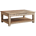 Журнальный стол из массива манго с резьбой Agota Coffee Table варинант исполнения - 1 | Loft Concept в Костроме