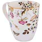 Кружка белая из фарфора с рисунком цветов 400 мл Garden Whisper Porcelain Set  варинант исполнения - 1 | Loft Concept в Костроме