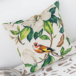 Декоративная подушка бежевая с изображением птица в саду Blooming Birds варинант исполнения - 3 | Loft Concept в Костроме