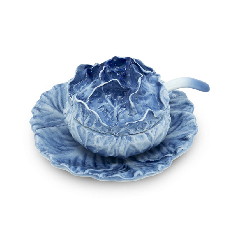 Супница SOUP BOWL CABBAGE SMALL W/PLATE D13 Blue Сапфирово-синий Супница SOUP BOWL CABBAGE SMALL W/PLATE D13 Blue Сапфирово-синий в Костроме | Loft Concept