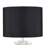 Настольная лампа с декором в виде белого цветка магнолии на каркасе и черным абажуром White Magnolia варинант исполнения - 2 | Loft Concept в Костроме