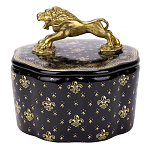Шкатулка черного цвета с крышкой с фигуркой льва Eden Garden варинант исполнения - 1 | Loft Concept в Костроме