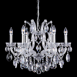 Люстра подвесная с 6-ю лампочками и прозрачными хрустальными подвесками на хромированном основании Crystal lamps варинант исполнения - 1 | Loft Concept в Костроме