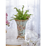 Ваза голубого цвета из фарфора с цветочным рисунком и бронзовой стрекозой Blue Garden варинант исполнения - 5 | Loft Concept в Костроме