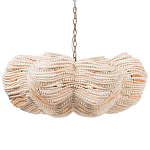 Круглая люстра волнистой формы с декором из круглых деревянных бусин White Wooden Beads Chandelier варинант исполнения - 1 | Loft Concept в Костроме