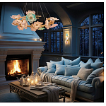 Люстра круглая на золотом каркасе с цветочным декором Miscellaneous herbs варинант исполнения - 6 | Loft Concept в Костроме