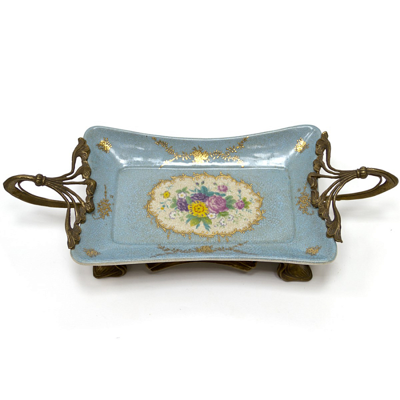 Поднос Pale Blue Tray Голубой пастельный Бронза Поднос Pale Blue Tray Голубой пастельный Бронза в Костроме | Loft Concept