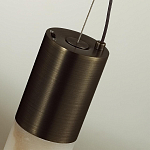 Подвесной светильник вытянутой цилиндрической формы с плафоном из алебастра и металлическими торцами Темная Латунь 100 см Cryptocrystalline Stone варинант исполнения - 6 | Loft Concept в Костроме