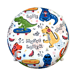 Пуф детский круглый с принтом на 4-х белых ножках Dinosaurs CHILDHOOD варинант исполнения - 2 | Loft Concept в Костроме