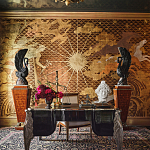 Обои ручная роспись в стиле Арт-деко Deco Dawn Bas Relief on Deep Rich Gold gilded paper варинант исполнения - 1 | Loft Concept в Костроме