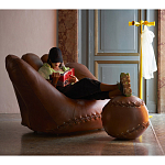 Дизайнерский кожаный пуф в виде бейсбольного мяча Poltronova Joe Ball Pouf варинант исполнения - 7 | Loft Concept в Костроме