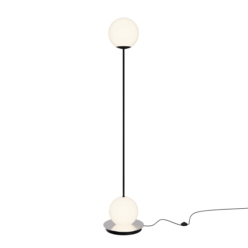 Напольный торшер светодионый Twins 3000К 20Вт Белый Черный в Костроме | Loft Concept 