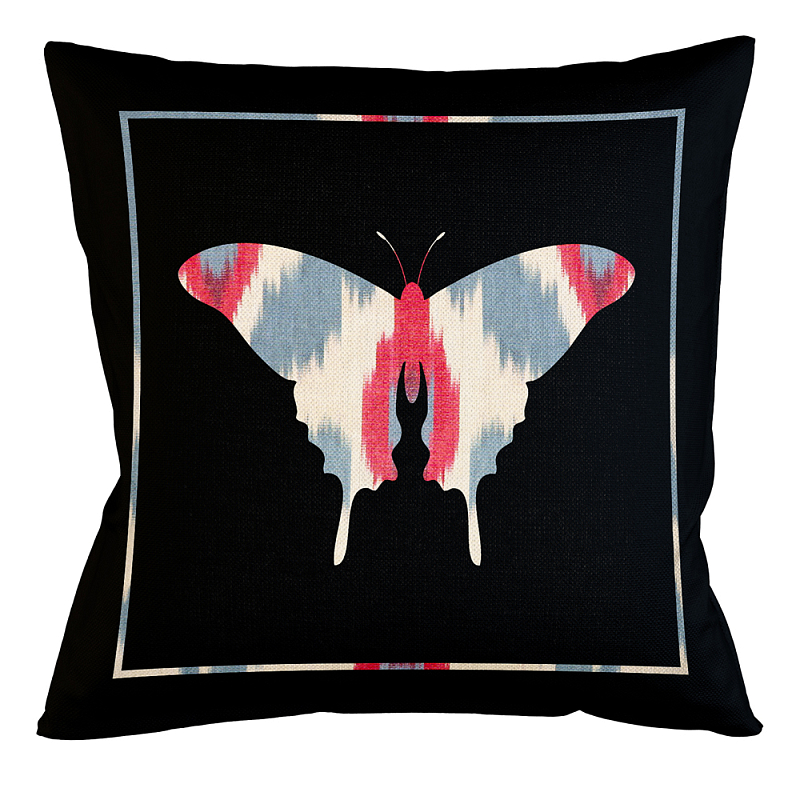 Подушка декоративная бабочка с узором красного и серого цвета Ikat Pattern Синий Бежевый Черный Зеленый Подушка декоративная бабочка с узором красного и серого цвета Ikat Pattern Синий Бежевый Черный Зеленый в Костроме | Loft Concept