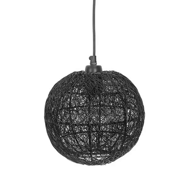 Подвесной светильник с плетеным металлическим абажуром в форме шара Wicker Iron Lamp Черный Подвесной светильник с плетеным металлическим абажуром в форме шара Wicker Iron Lamp Черный в Костроме | Loft Concept