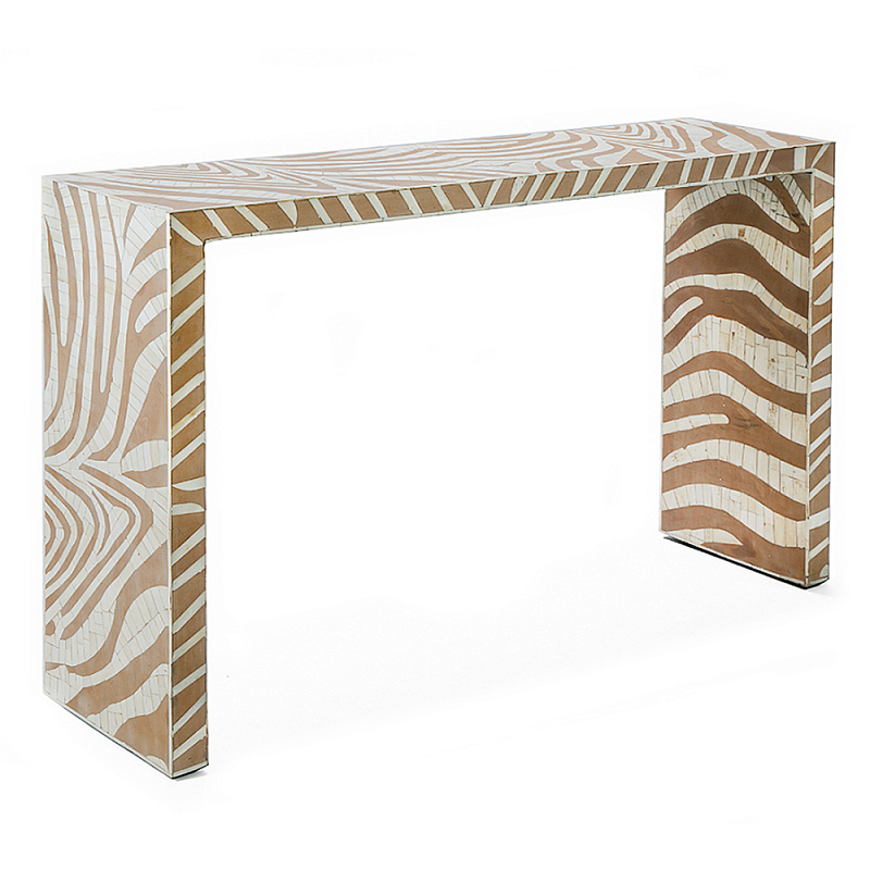 Консоль Дизайнерская Kenya Console ZEBRA Bone Inlay Beige ivory ( слоновая кость ) Бежевый в Костроме | Loft Concept 