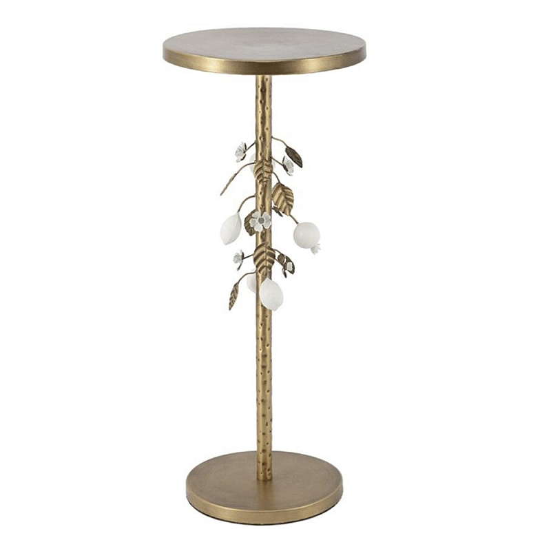 Столик золотистый с цветочной композицией на основании Forest Fairy Tale Золотой Белый в Костроме | Loft Concept 