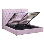 Кровать двуспальная фиолетовая с основанием из массива дерева с мягким изголовьем Velour Beds варинант исполнения - 2 | Loft Concept в Костроме