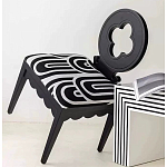 Дизайнерский стул с круглой деревянной спинкой Black and White Clover варинант исполнения - 6 | Loft Concept в Костроме