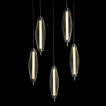 Люстра круглая каскадня с 5-ю плафонами из металлической сетки Mesh Lampshade Lighting варинант исполнения - 3 | Loft Concept в Костроме