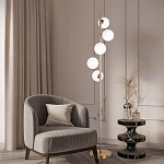 Торшер на золотом основании с 5-ю белыми шарообразными плафонами Bubble варинант исполнения - 4 | Loft Concept в Костроме