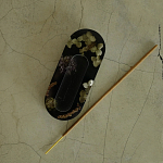 Подставка под благовония из эпоксидной смолы с цветами черная Epoxy Resin Flowers Incense Oval Stand Black варинант исполнения - 3 | Loft Concept в Костроме