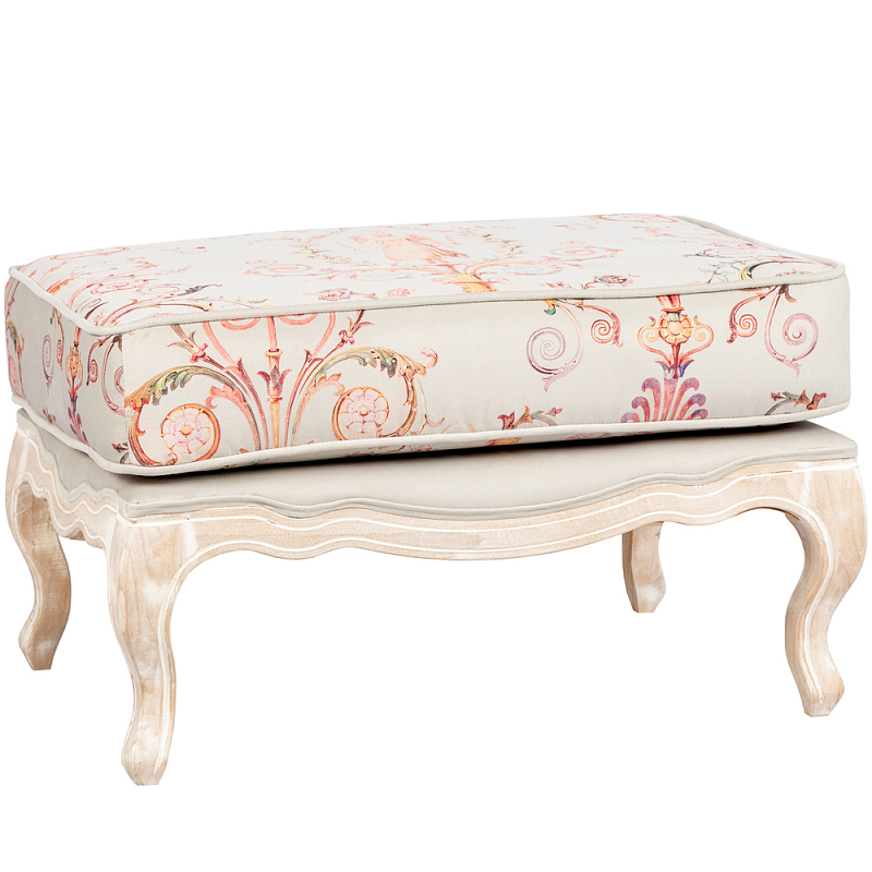 Мягкая банкетка из массива бука серая с растительным орнаментом Raffael Grey Floral Banquette Светло-серый Бежевый Мульти Мягкая банкетка из массива бука серая с растительным орнаментом Raffael Grey Floral Banquette Светло-серый Бежевый Мульти в Костроме | Loft Concept