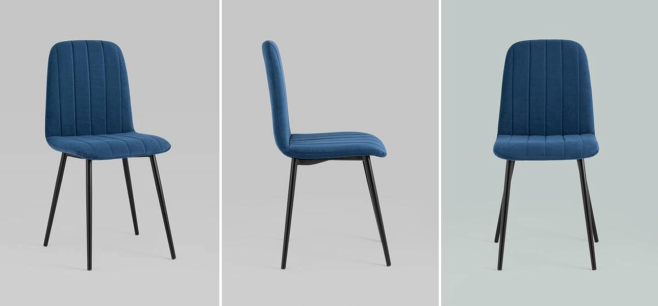 Стул Easy Chair Велюр Синий цвет Стул Easy Chair Велюр Синий цвет - Loft-Concept в Костроме