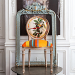 Стул бежевый в разноцветную полоску из натурального бука с изображением птиц и цветов Blooming Yellow Red Birds Colorful Stripes Chair варинант исполнения - 4 | Loft Concept в Костроме