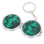 Зеркало брелок карманное двухстороннее из натурального камня Малахит Stone Mirrors варинант исполнения - 5 | Loft Concept в Костроме