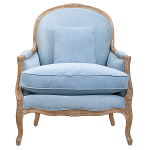 Кресло Ava Classical Armchair light blue velour