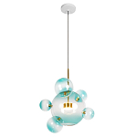 Подвесной светильник с прозрачными бирюзовыми стеклянными шарами и золотыми деталями Диаметр 46 Giopato & Coombes варинант исполнения - 1 | Loft Concept в Костроме