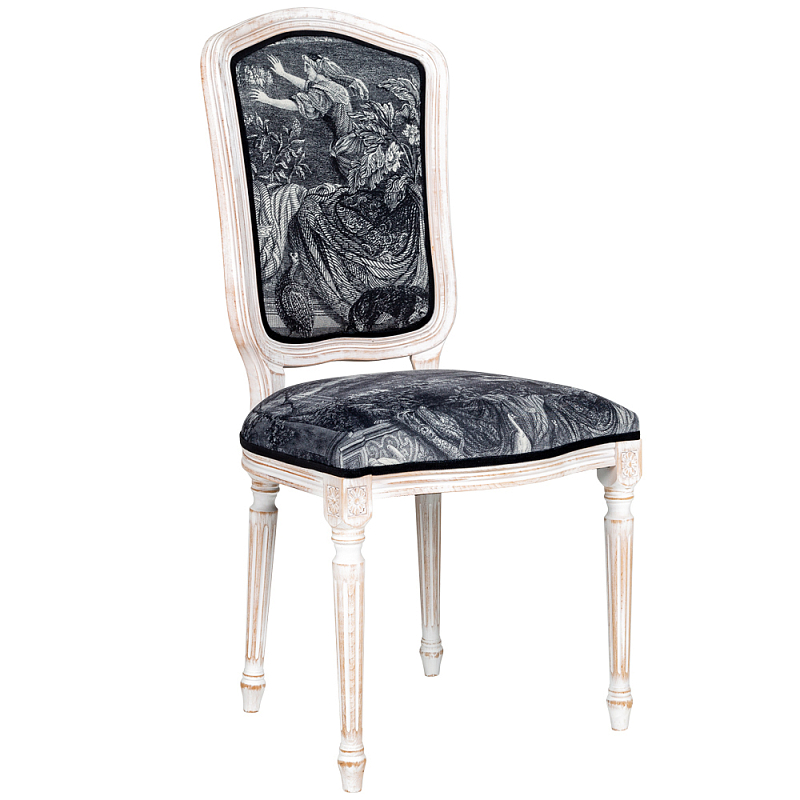 Стул Blois Stool Черно-белый Белый винтажная патина Стул Blois Stool Черно-белый Белый винтажная патина в Костроме | Loft Concept