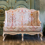 Двухместный диван из массива бука серый с растительным орнаментом Raffael Blue Grey Sofa варинант исполнения - 7 | Loft Concept в Костроме