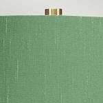 Настольная лампа с белым фигурным основанием на латунном основании и зеленым тканевым конусным абажуром Elstead Lighting варинант исполнения - 2 | Loft Concept в Костроме