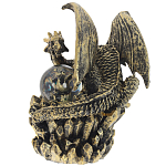 Декоративная статуэтка Дракон со стеклянным шаром Dragon and Glass Ball Gold Black варинант исполнения - 2 | Loft Concept в Костроме