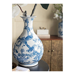 Ваза с мотивами цветущего сада с попугаями Blue Vase Inspired by Nature варинант исполнения - 6 | Loft Concept в Костроме