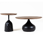 Столик журнальный с круглой деревянной столешницей на черном фактурном основании Bourgeon варинант исполнения - 3 | Loft Concept в Костроме