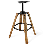 Барный стул со спинкой и металлической подставкой на 4-х деревянных ножках Зеленый Велюр Vendramin Chair варинант исполнения - 4 | Loft Concept в Костроме