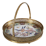 Блюдо фарфоровое с бронзовой ручкой Paradise Dish with Handle варинант исполнения - 1 | Loft Concept в Костроме