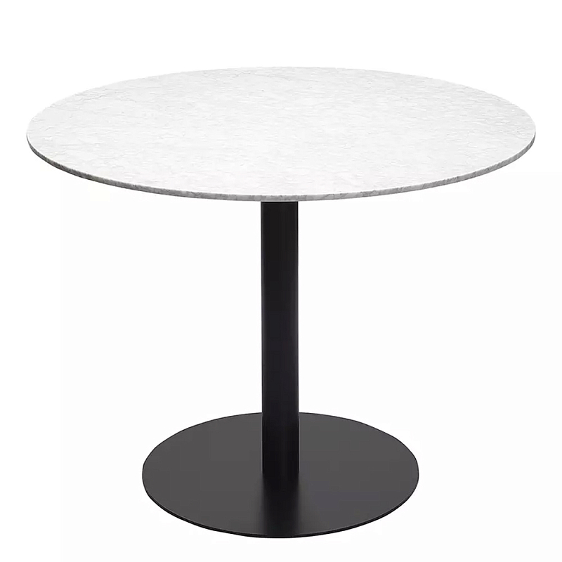 Круглый обеденный стол с белой мраморной столешницей White Tabletop on Black Base Белый Черный Круглый обеденный стол с белой мраморной столешницей White Tabletop on Black Base Белый Черный в Костроме | Loft Concept