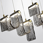 Подвесной светильник линейный с плафонами волнистой формы из фактурного стекла Big Wave варинант исполнения - 5 | Loft Concept в Костроме