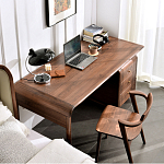 Стол рабочий округлой формы с 3-мя ящиками  Working Moonnut Table варинант исполнения - 6 | Loft Concept в Костроме