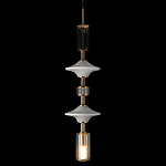 Подвесной светильник с белыми стеклянными элементами и бронзовыми вставками Высота 90 см Gabriel Scott Luna варинант исполнения - 6 | Loft Concept в Костроме