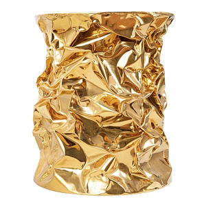 Приставной столик Stool Gold Crumpled Paper