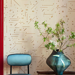 Обои с вышивкой ручной работы Glyph Original colourway on wool sateen варинант исполнения - 2 | Loft Concept в Костроме